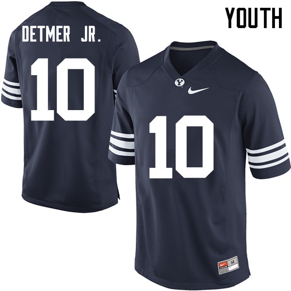 Youth #10 Koy Detmer Jr. BYU Cougars College Football Jerseys Sale-Navy